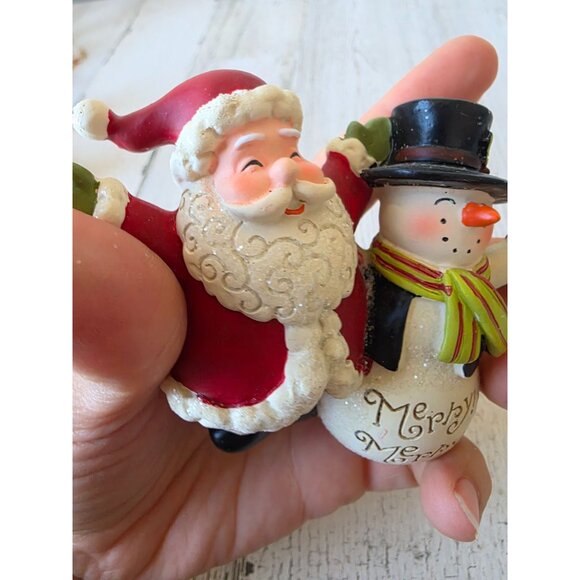 Deb strain snowman Santa figurine statue glitter Xmas village - Picture 6 of 9